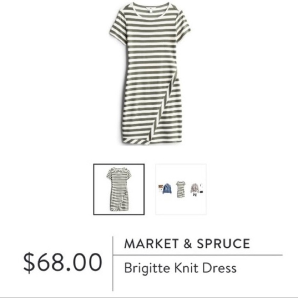 Green and white striped dress  NWT